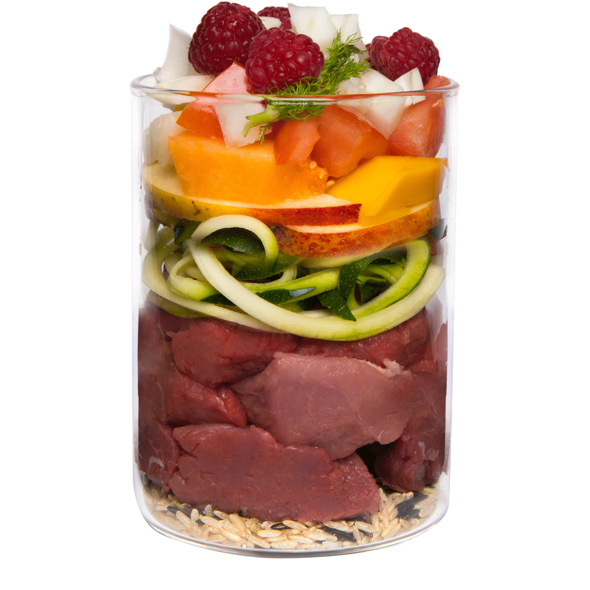 Wildschwein mit Naturreis, Fenchel und Himbeere