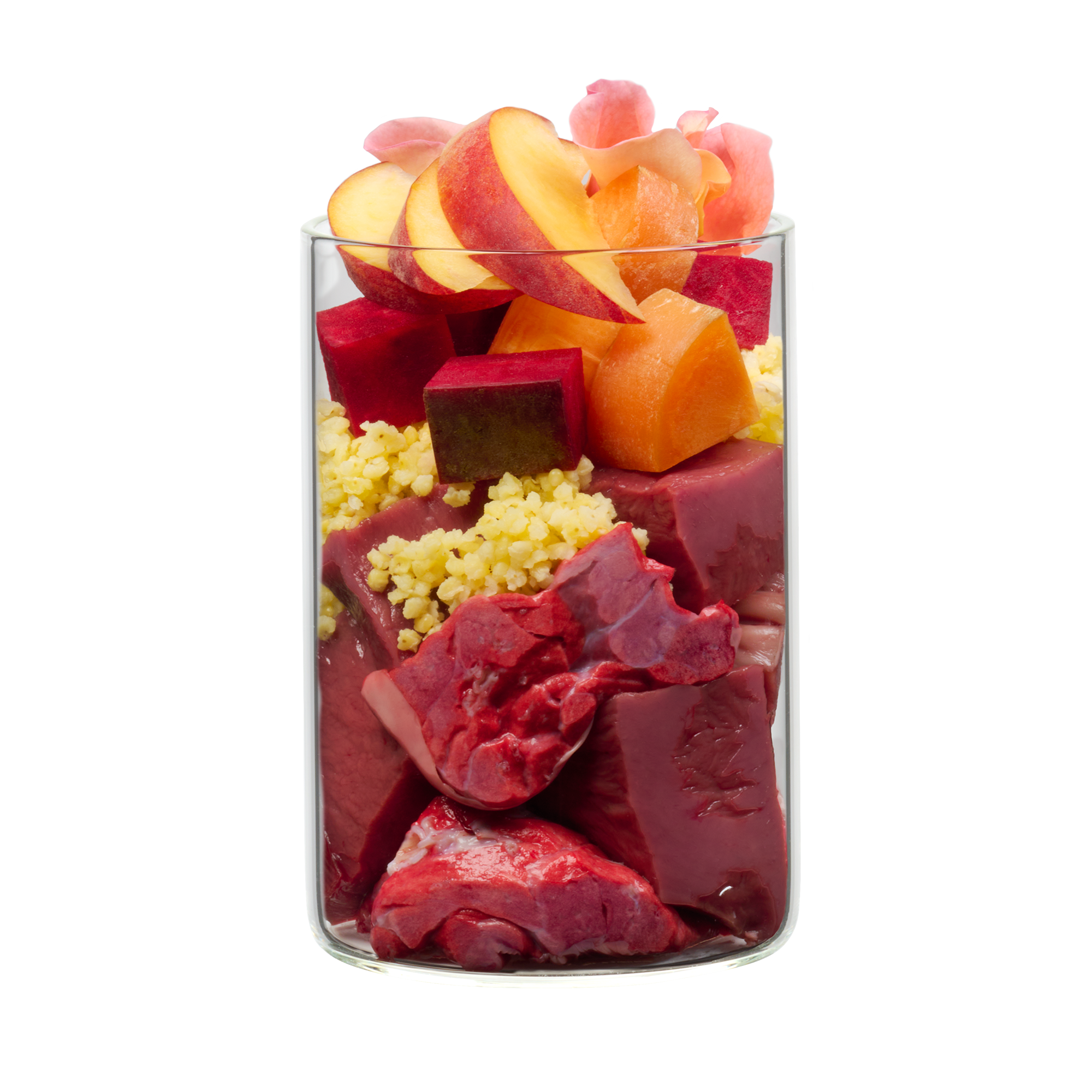 Englische Rose: Lamm mit Gartengemüse und Rosenblättern