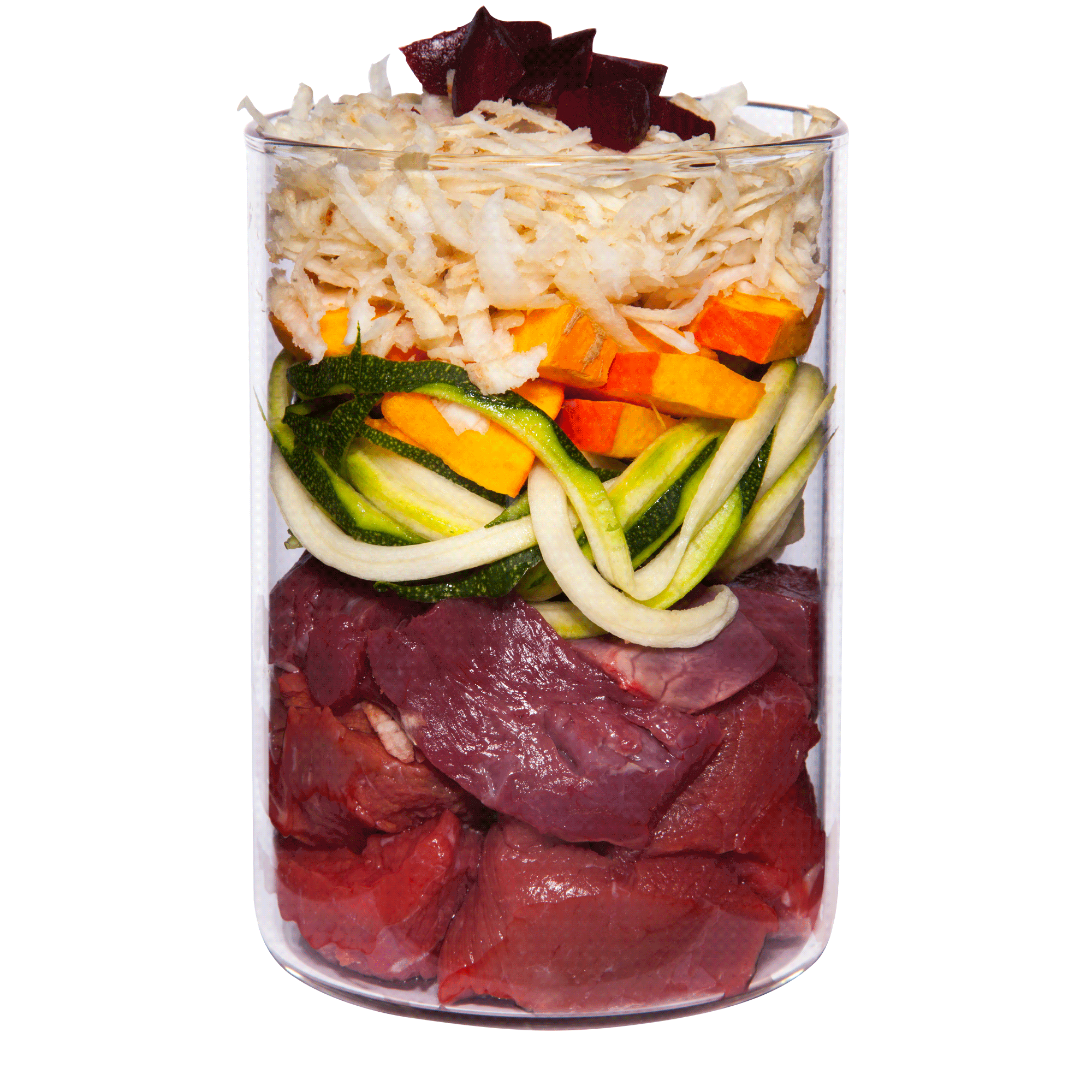 Rind mit Zucchini, Kürbis und Oregano