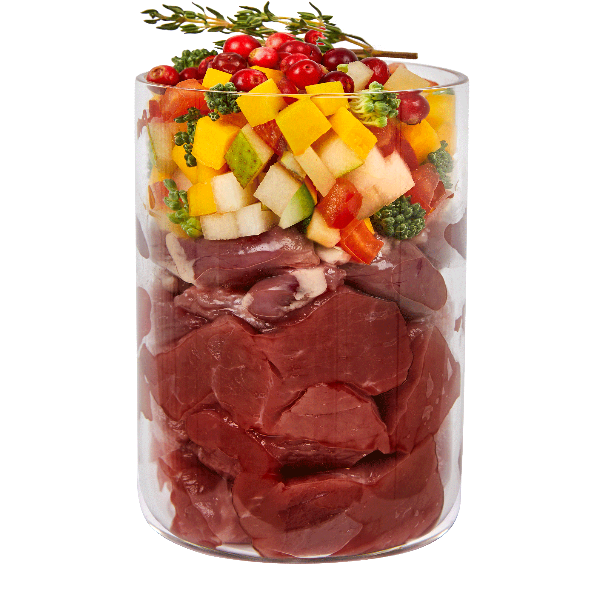 Wild und Huhn mit Kürbis, Birne und Thymian