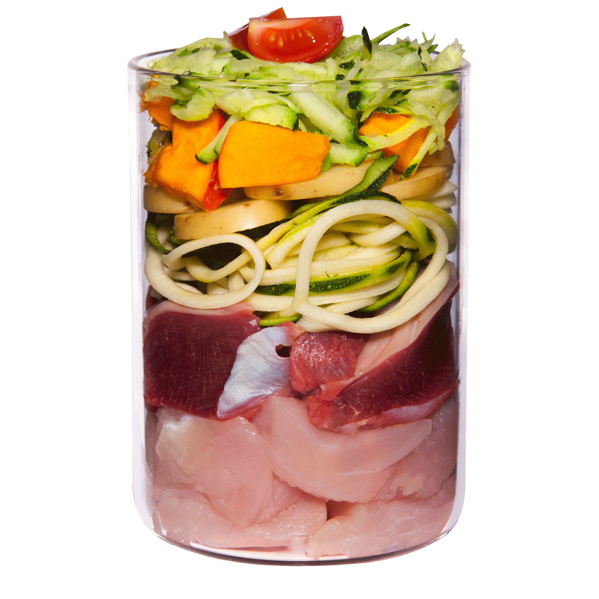 Huhn mit Gurke, Kürbis und Gesundheitskräutern